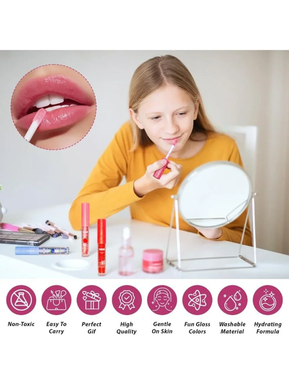 24pcs Moisturizing Lip Gloss Set with Vitamin E, Glitter & Fruity Flavors